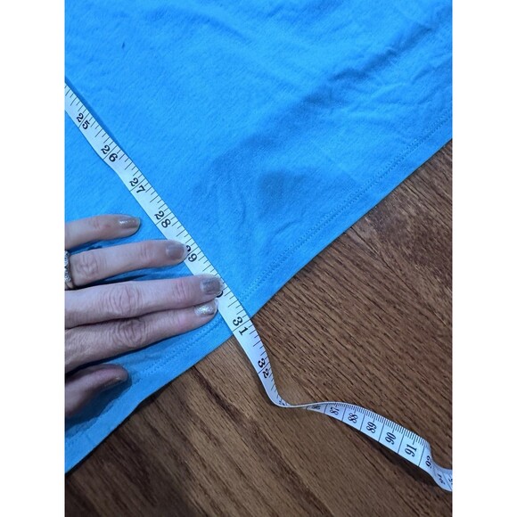 Eileen Fisher Clare Stretchy Jersey Button Down Tunic Blouse Top Medium Aqua - Picture 6 of 6